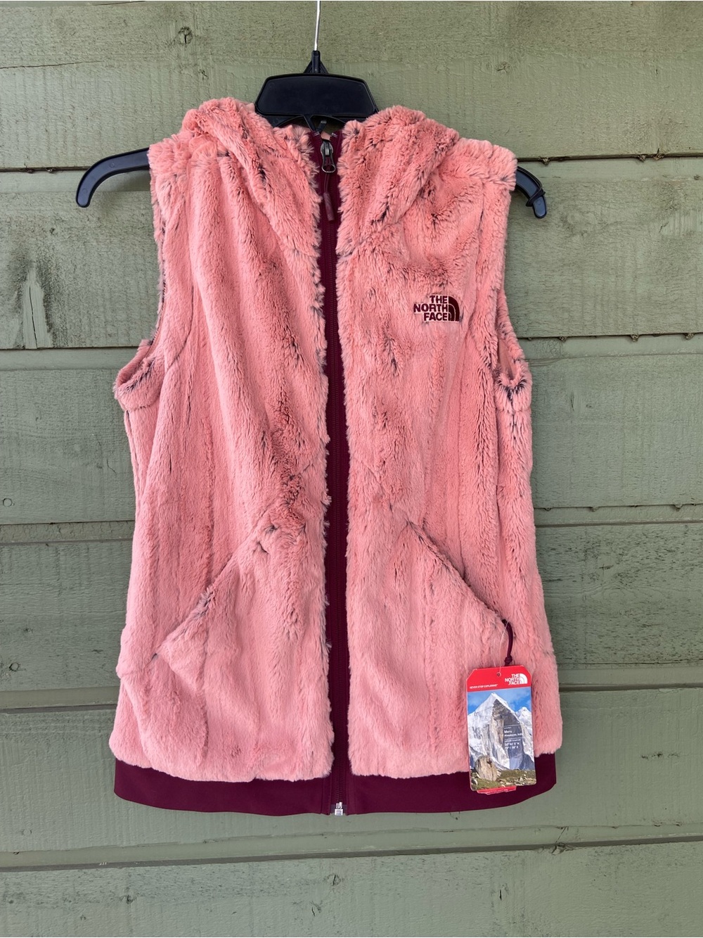 The North Face Girls' Blush Pink Fuzzy Hooded Vest